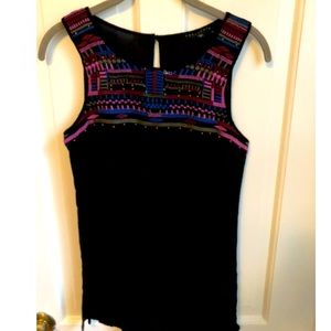 Embroidered Black Tank